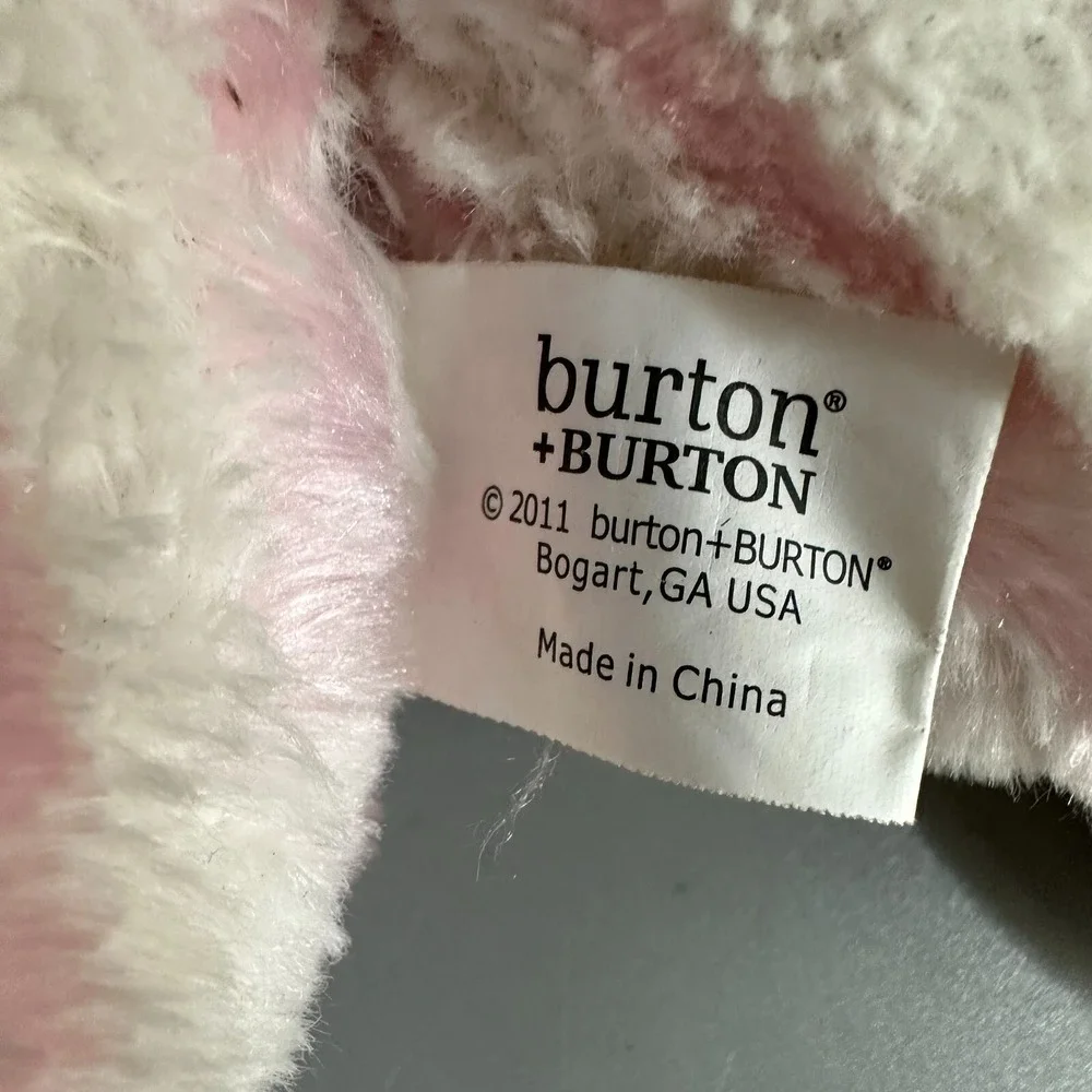 Burton + Burton Pink White Striped Bunny Rabbit Plush Stuffed Animal 2011 Toy